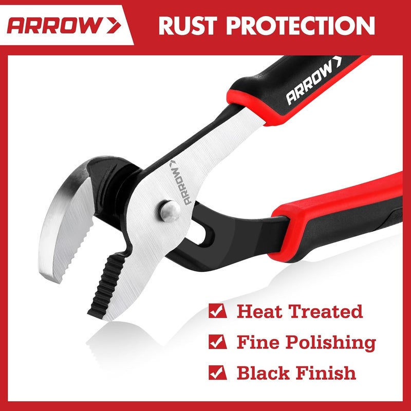 Arrow Fastener ARROW 3-Piece Pliers and Wrench Set, Includes 8 Inch Slip Joint, Groove Joint Pliers & Adjustable Wrench, Comfortable Ergonomic Anti-slip Handle for Basic Repairs - Image 4